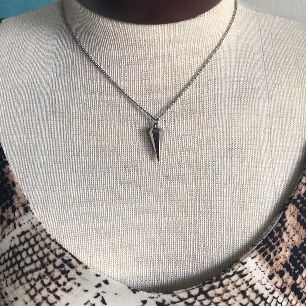 Pendant Necklace Silver Tone Pendulum Style Trendy Fashion Jewelry Eclectic Fun - Picture 2 of 5